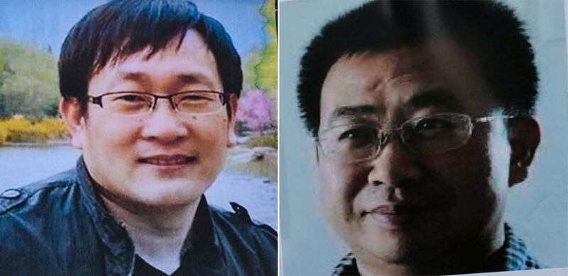 左图:“709案”被判刑的维权律师王全璋。(法新社) 右图:“709事件”的维权律师江天勇。(路透社)